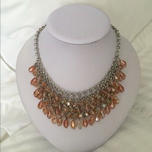 Amber glass stainless steel necklace